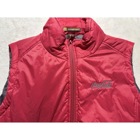 Coca Cola Full Zip Vest Solid Red Mens Size Large 100% Nylon - Picture 2 of 7
